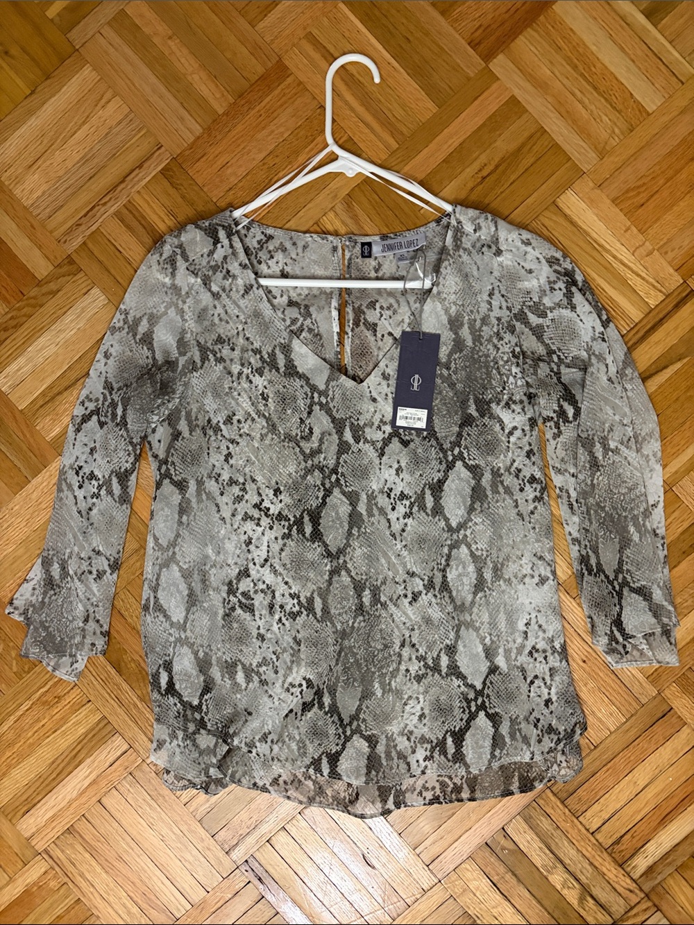 Jennifer Lopez Snake Print Blouse - Double Layered Feminine Women’s Size XS